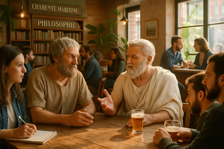 découvrez comment la philosophie investit les bars et les bureaux de charente-maritime grâce à un passionné qui remet aristote et platon au cœur des échanges du quotidien.