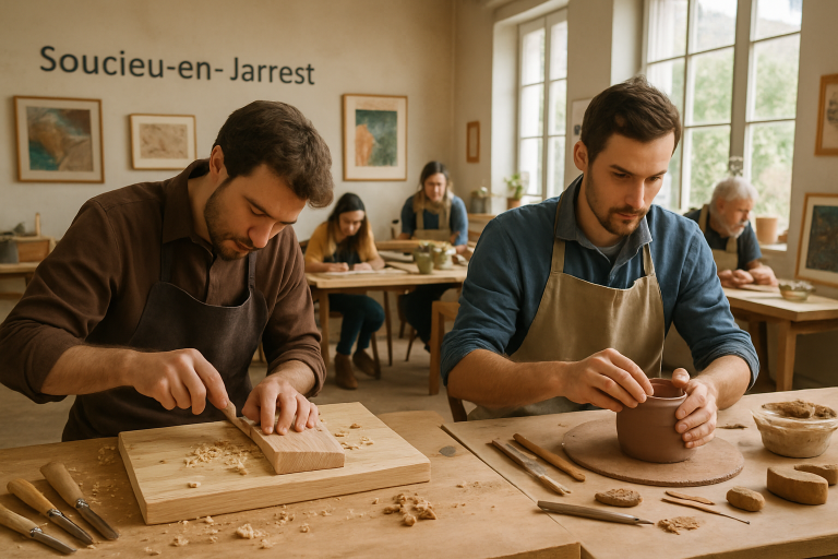 découvrez les démonstrations d'artisanat du collectif komuna à soucieu-en-jarrest et profitez de leurs espaces de travail à louer pour artisans, créateurs ou entrepreneurs en quête d'inspiration et de convivialité.