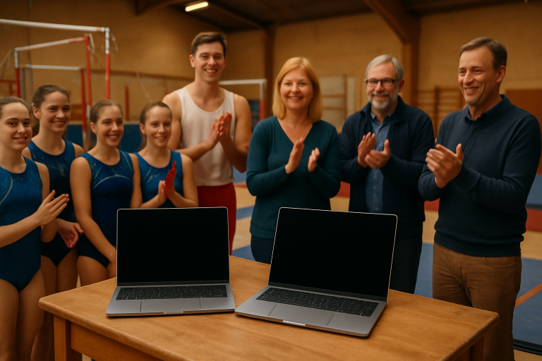 deux ordinateurs ont été offerts au club de gymnastique de vic-fezensac pour renforcer la gestion de ses activités. un geste solidaire qui facilite le travail des bénévoles et soutient la vie associative locale.